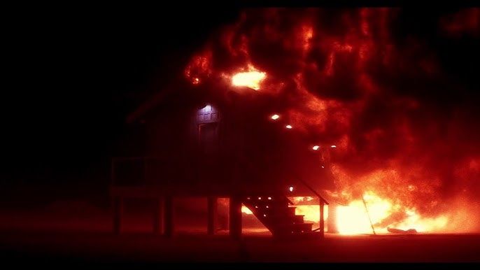 The burning shack in the desert from David Lynch's Lost Highway