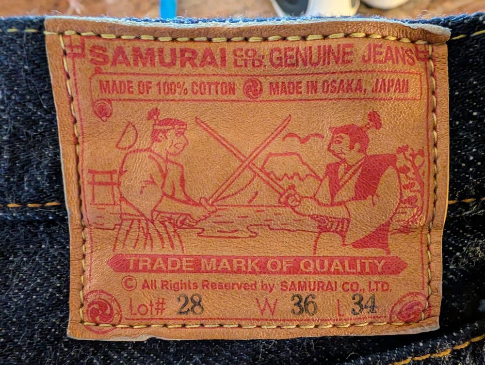 Samurai jeans size 36/34. Lot 28. S520xx 21oz denim