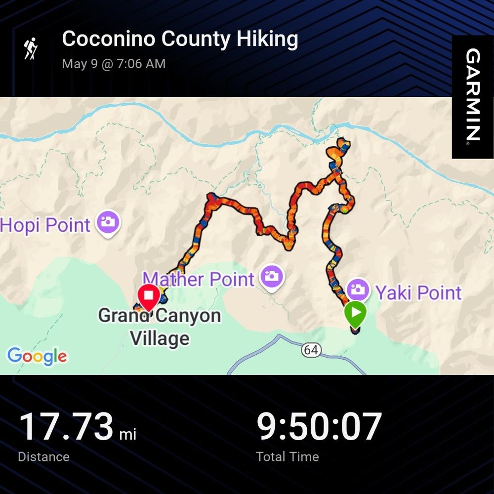 Map of the path I took. 17.73 miles, almost 10 hours.