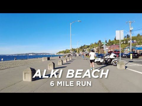 Alki Beach in Seattle - Virtual Run (6 Miles) | 4K