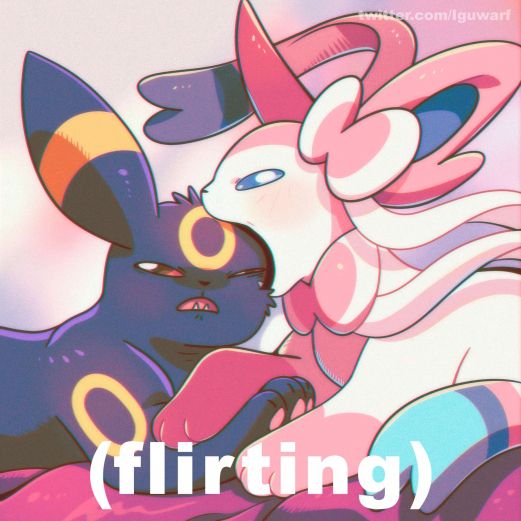 Sylveon nomming an Umbreon as a way of flirting