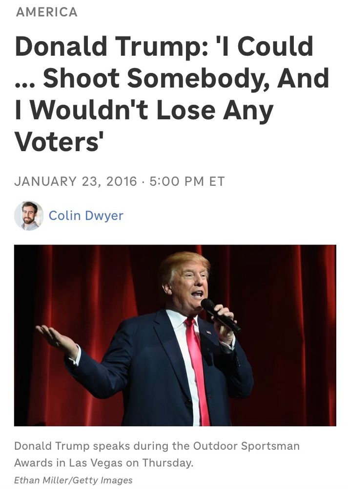 Trump quote that he could shoot someone and not lose voters 