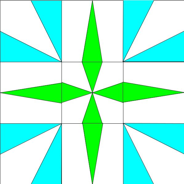 Digital rendering of the Guiding Star quilt block.