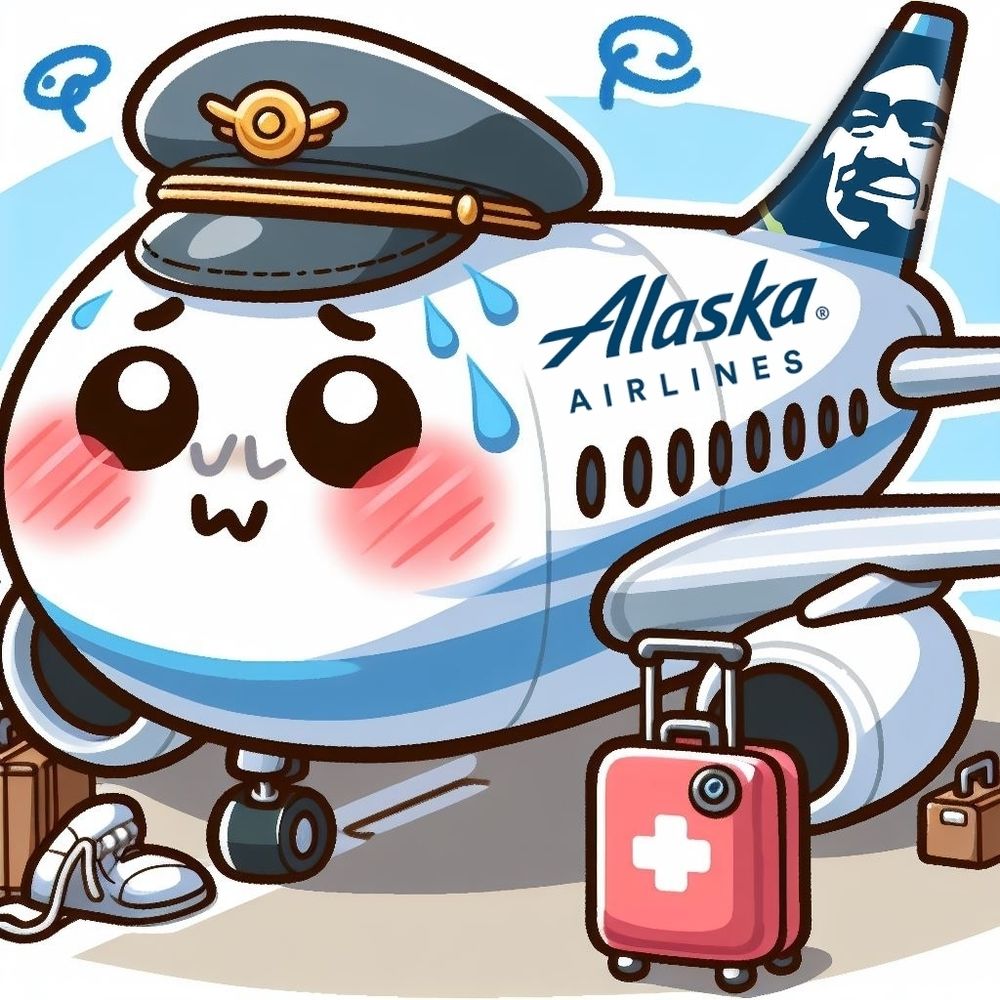 Cartoon image is an airplane that is blushing and looks embarrassed