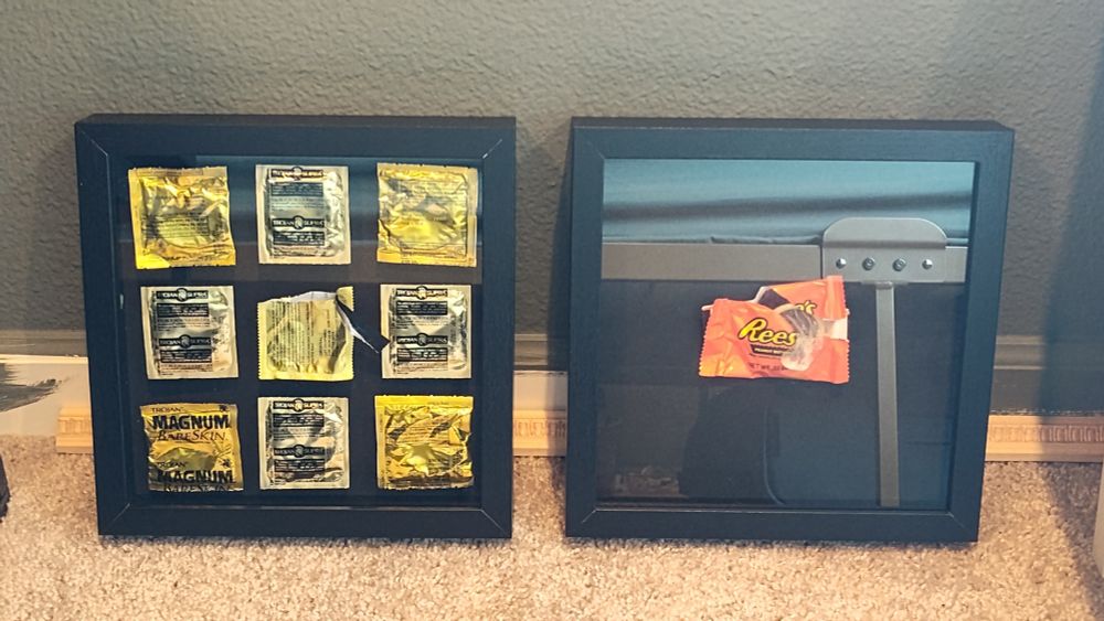 Some of the condom art that I made with expired condoms