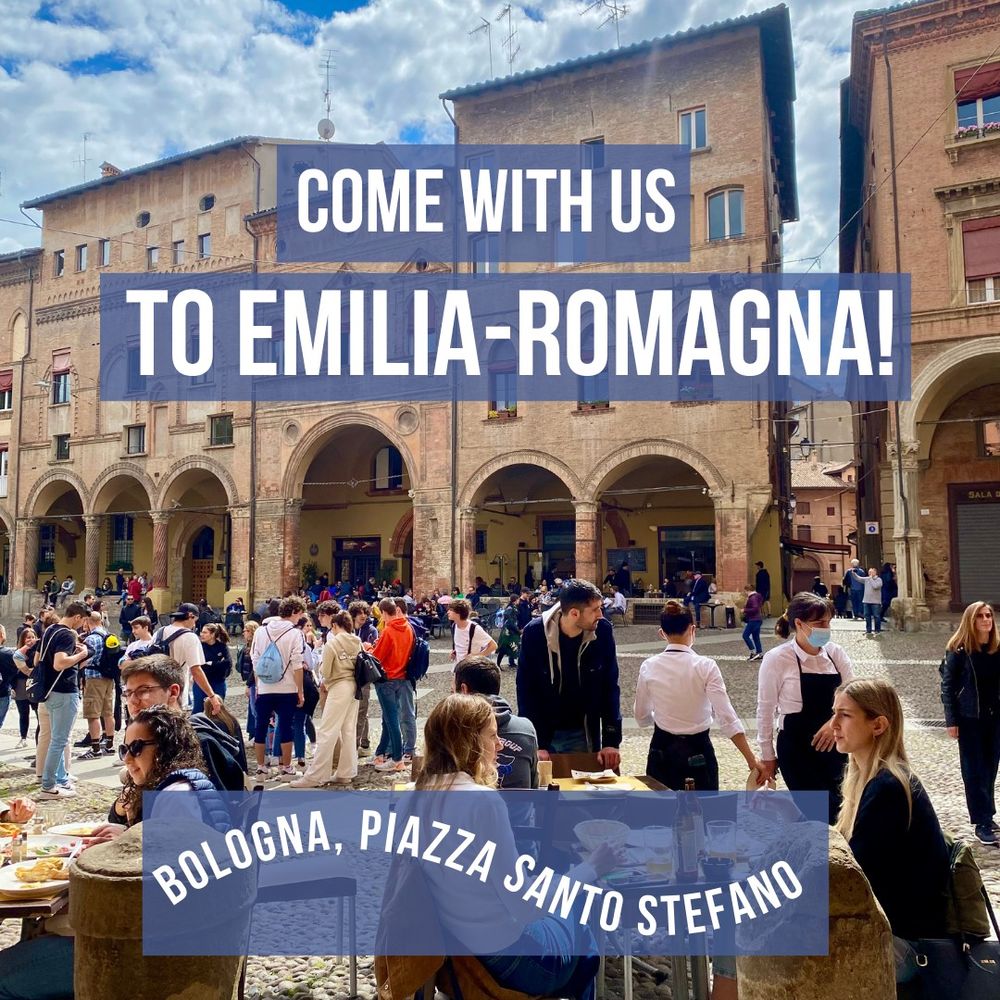 People in sunny Piazza San Stefano, Bologna, Italy