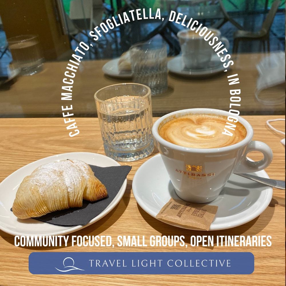 Caffe macchiato and pastry in Bologna