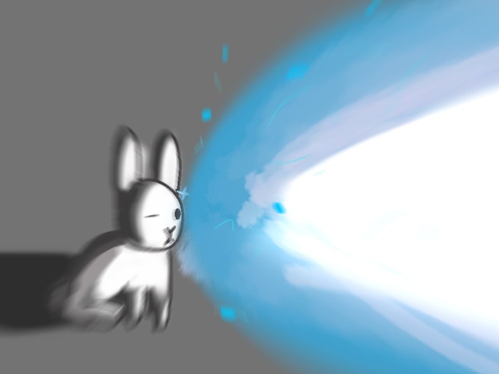 a rabbit undergoing beam attack. 


it is identical to the first photo, but there is now a beam.
