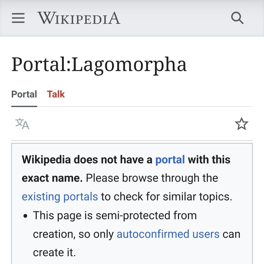 "Portal:Lagomorpha"

Wikipedia does not have a portal with this exact name. Please browse through the existing portals to check for similar topics.

    This page is semi-protected from creation, so only autoconfirmed users can create it.