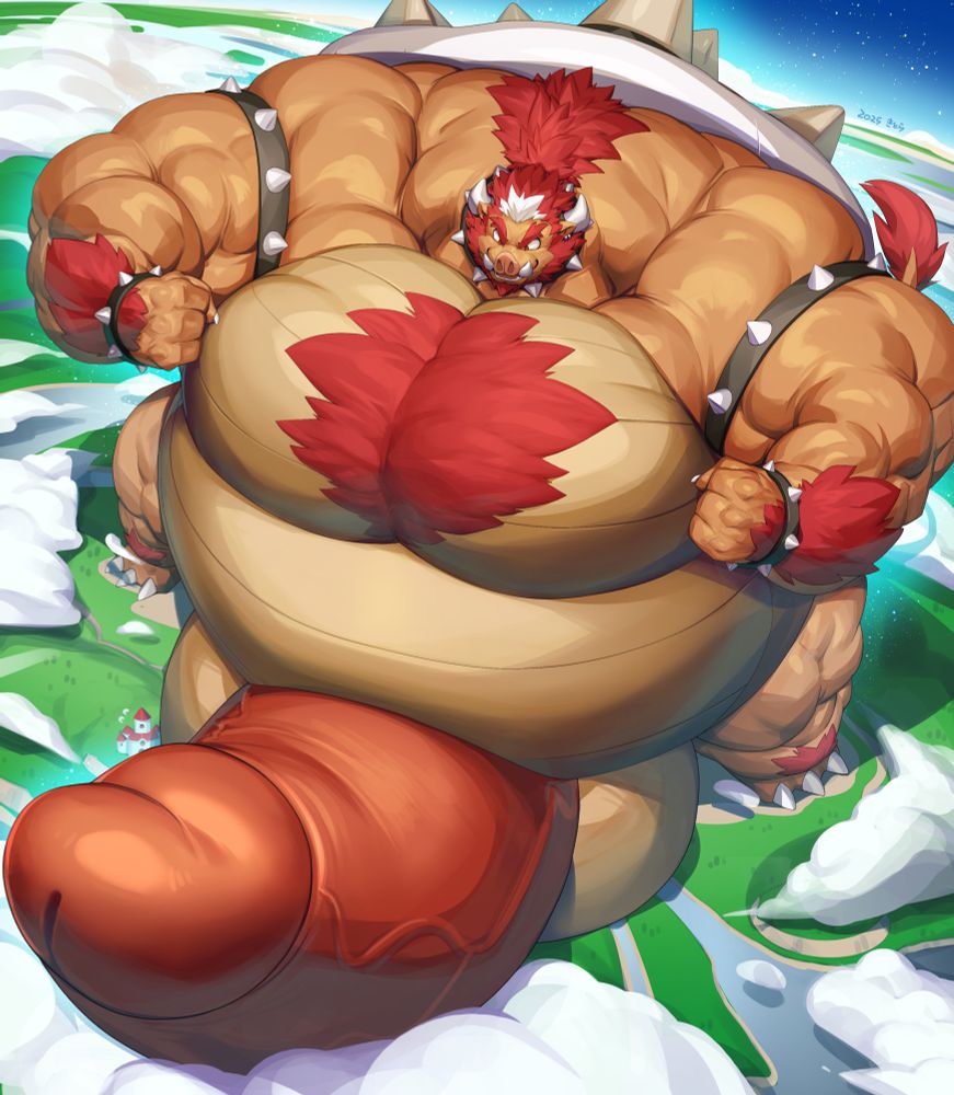 Boris as BOARSER, a massive hulking koopaboar, growing bigger still and now with a massive hyper dong and balls