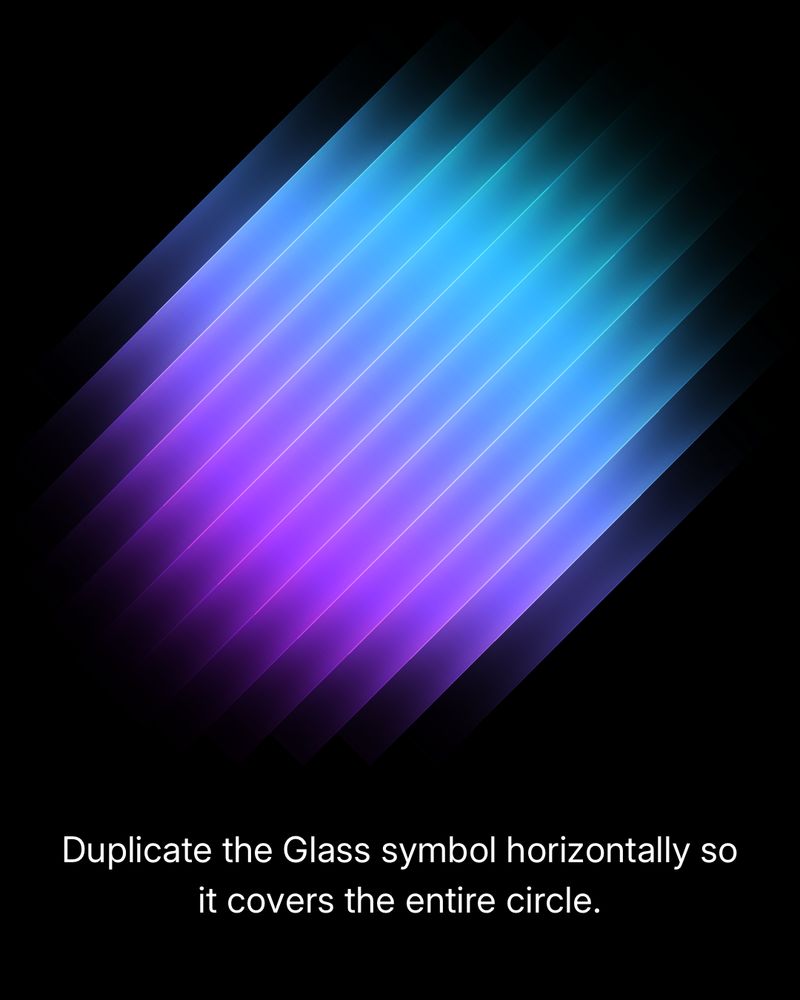 Duplicate the “Glass” symbol horizontally across the circle until it is completely covered by repeating diagonal lines.