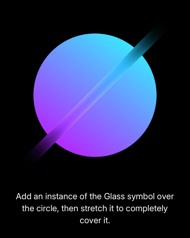 Add an instance of the “Glass” symbol over the gradient-filled circle. Stretch the symbol so it covers the entire shape diagonally.