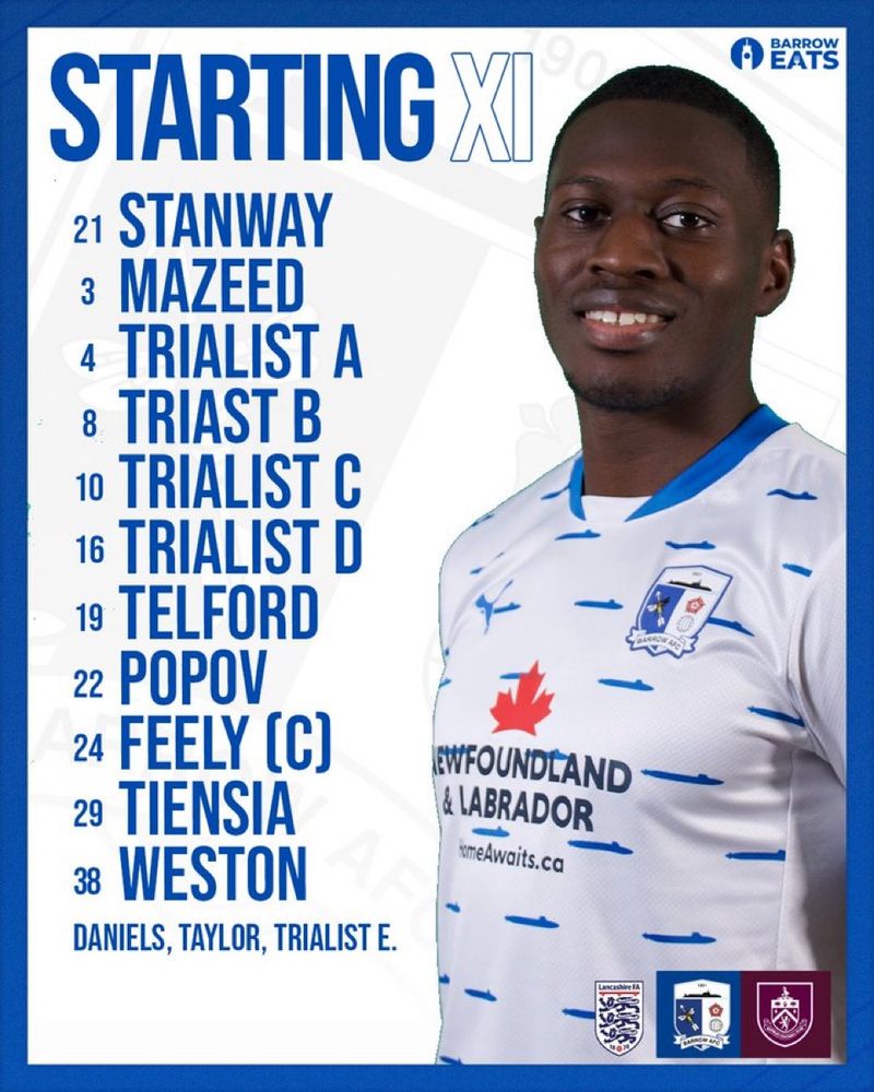 Barrow AFC, Lancashire cup final lineup