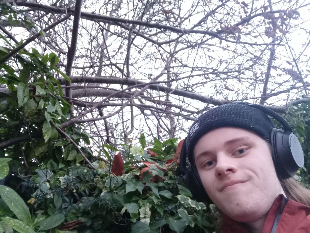 me today visiting the location where the album cover was taken in negative four degrees celsius weather and barrelling snow. I'm making a really british looking face