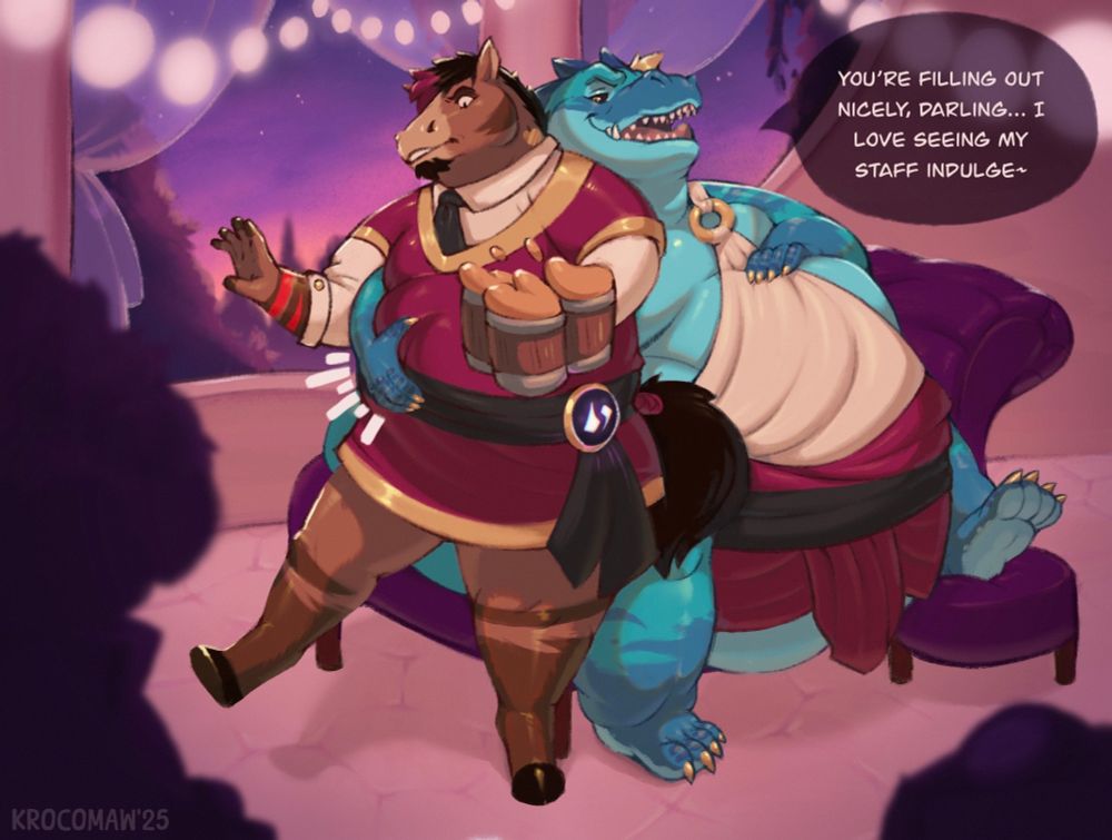 Syrus sitting back while giving his bartender, Kon'Reigh, the squish test...