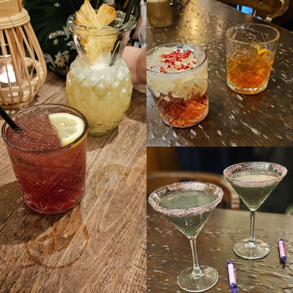Three photos of cocktails celebrating new years eve