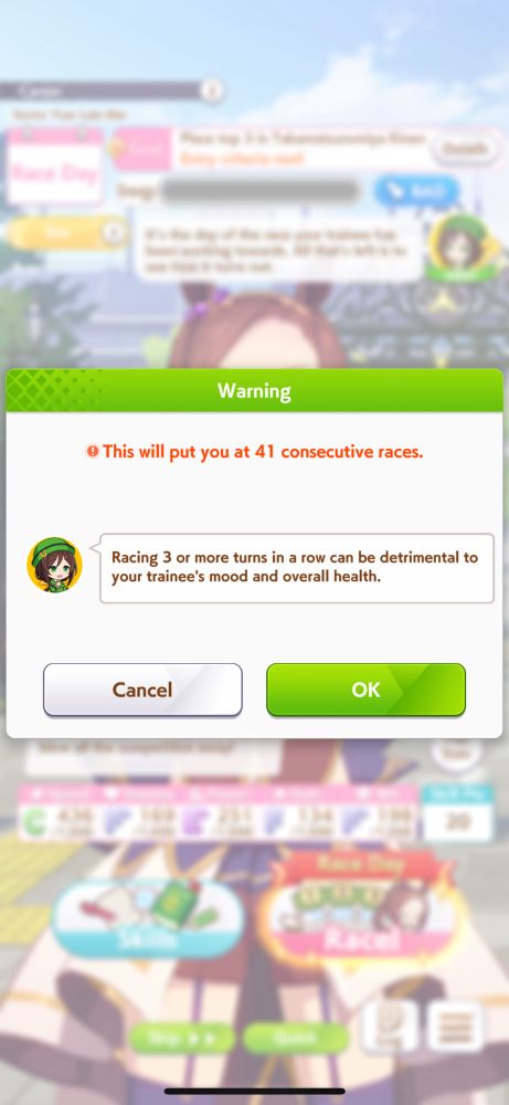 41 consecutive runs and she didnt break her legs. she did get like 7 skin outbreaks tho