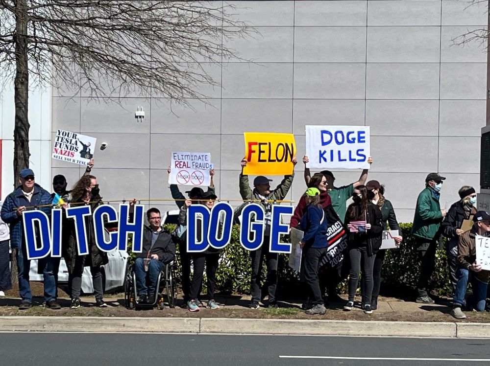 Protesters at Tesla March 22