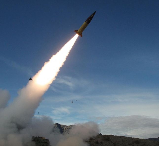 ATACMS ballistic missile fired by a HIMARS rocket launch system.
