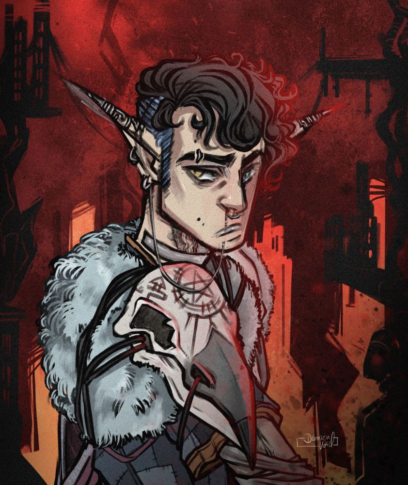 Digital artwork of my oc Trist, an alternate outfit from another ttrpg system.