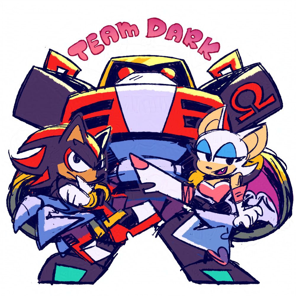 A doodle of Team Dark, featuring Shadoe The Hedgehog, Rouge and Omega