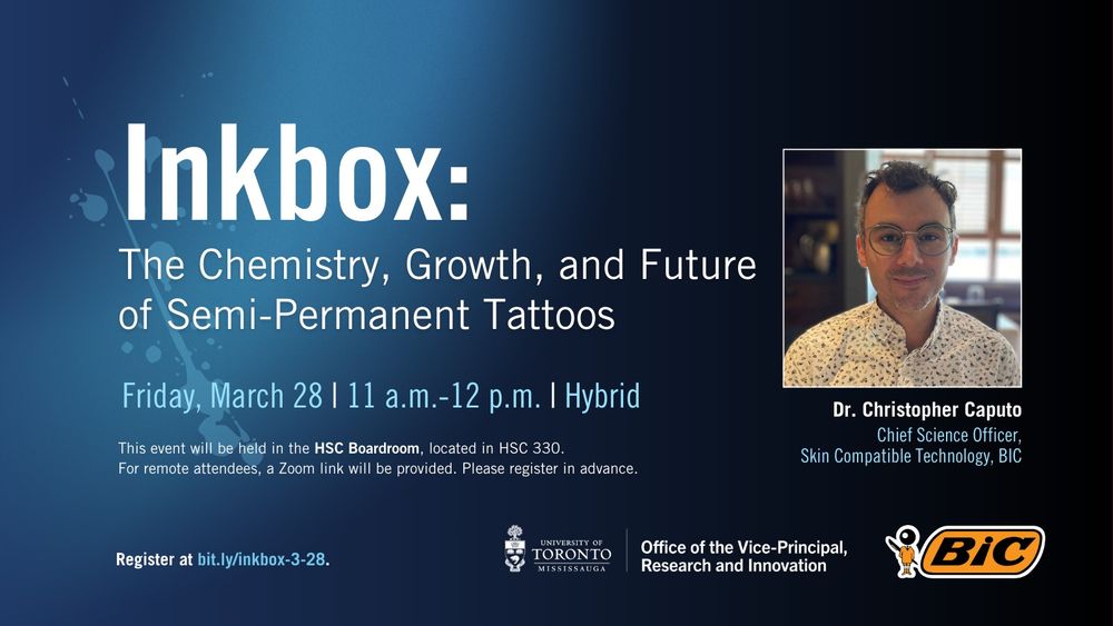 Event details include photo of Dr. Christopher Caputo, Chief Science Officer at Skin Compatible Technology at BIC