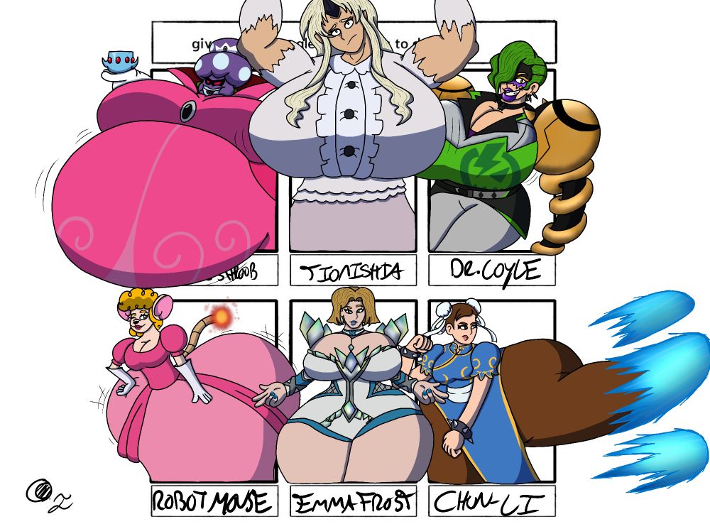 Princess Shroob, Tionishia, Dr. Coyle, The Toy Robot Mouse, Emma Frost and Chun-Li. All have bigger proportions in different ways.