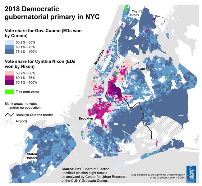 Cuomo / Nixon 2018 primary results in NYC
