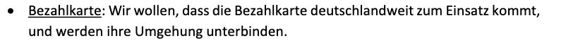 Bezahlkarte: Wir wollen, dass die Bezahlkarte deutschlandweit zum Einsatz kommt, und werden ihre Umgehung unterbinden.