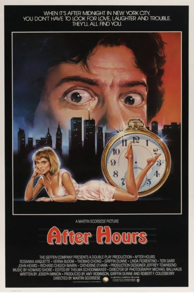 Movie poster for Martin Scorsese's 1980s film After Hours which includes a menacing ice cream truck that stalks the main character 