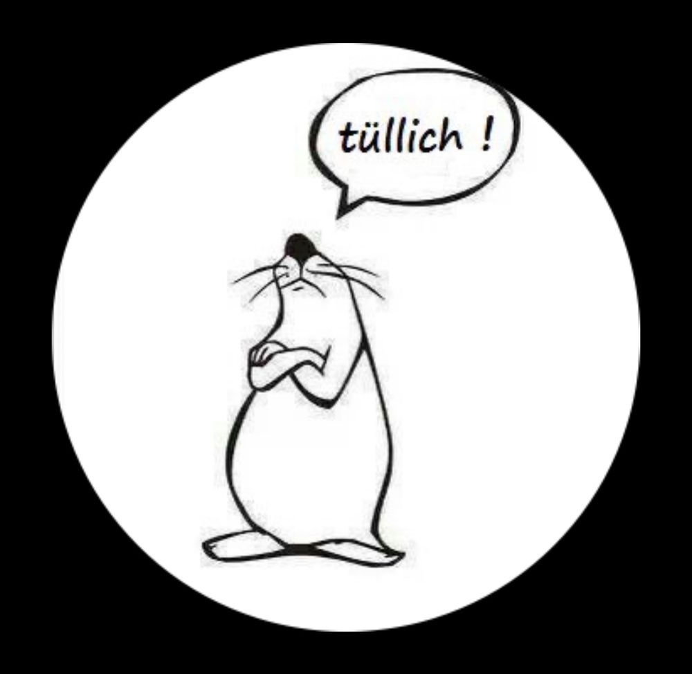 Zickiger Hamster mit Sprechblase, in der :“‘tüllich“ steht