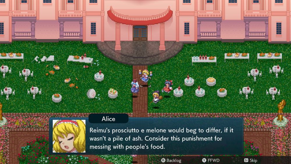Alice: "Reimu's prosciutto e melone would beg to differ, if it wasn't a pile of ash. Consider this punishment for messing with people's food."