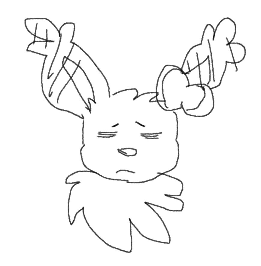 low-quality mouse sketch of a very tired eevee