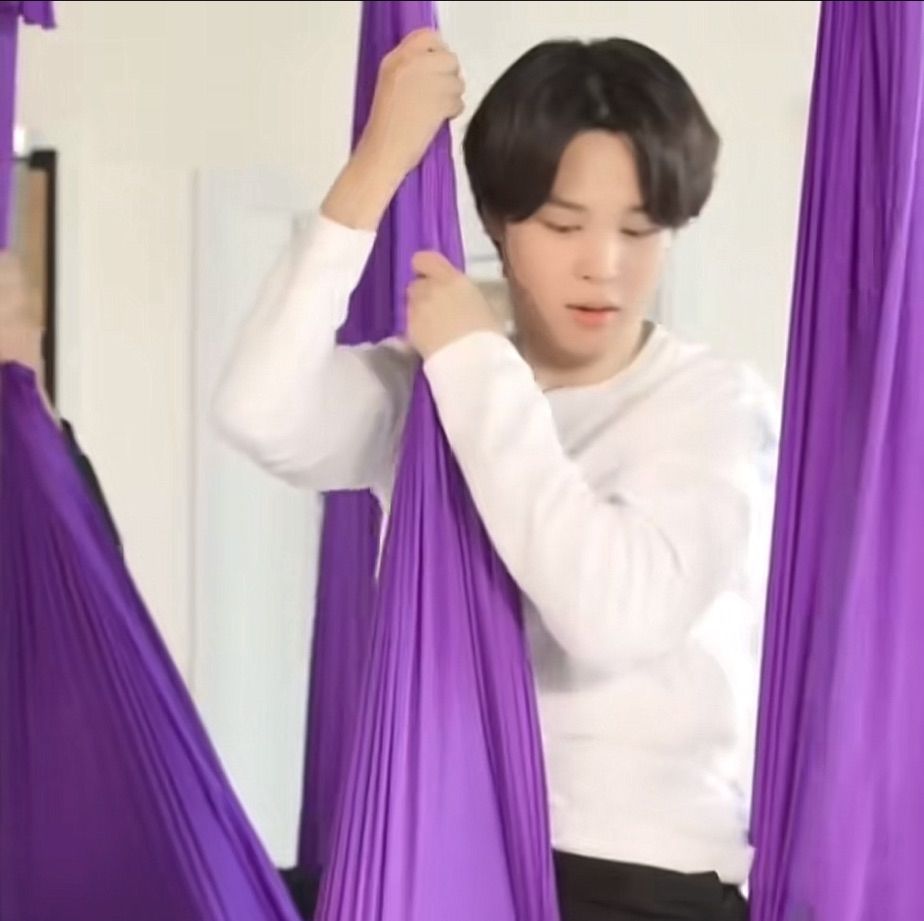 jimin from the flying yoga episode of run bts