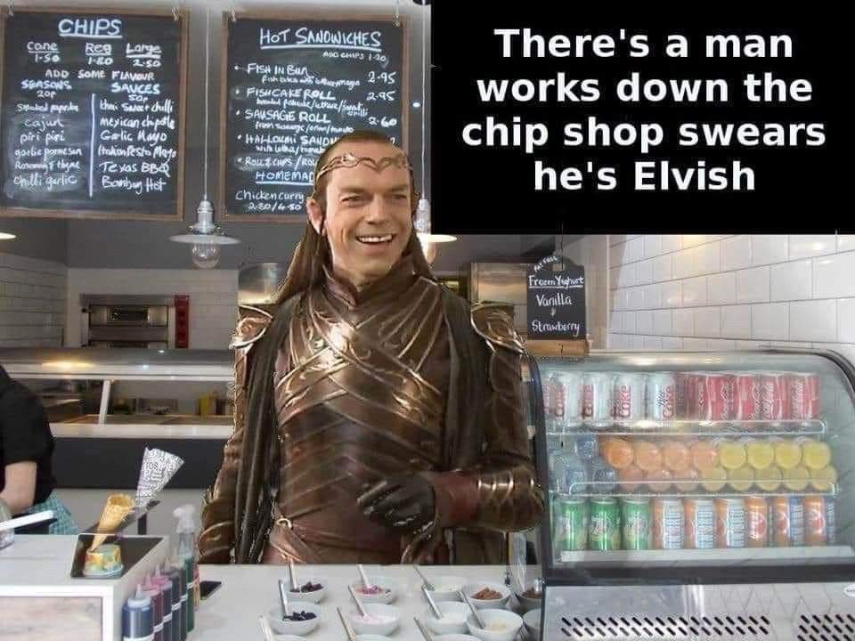 Elrond serving chips. 