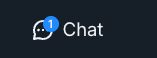 Screenshot of my "chat" feature on bluesky with a notification with a number one.