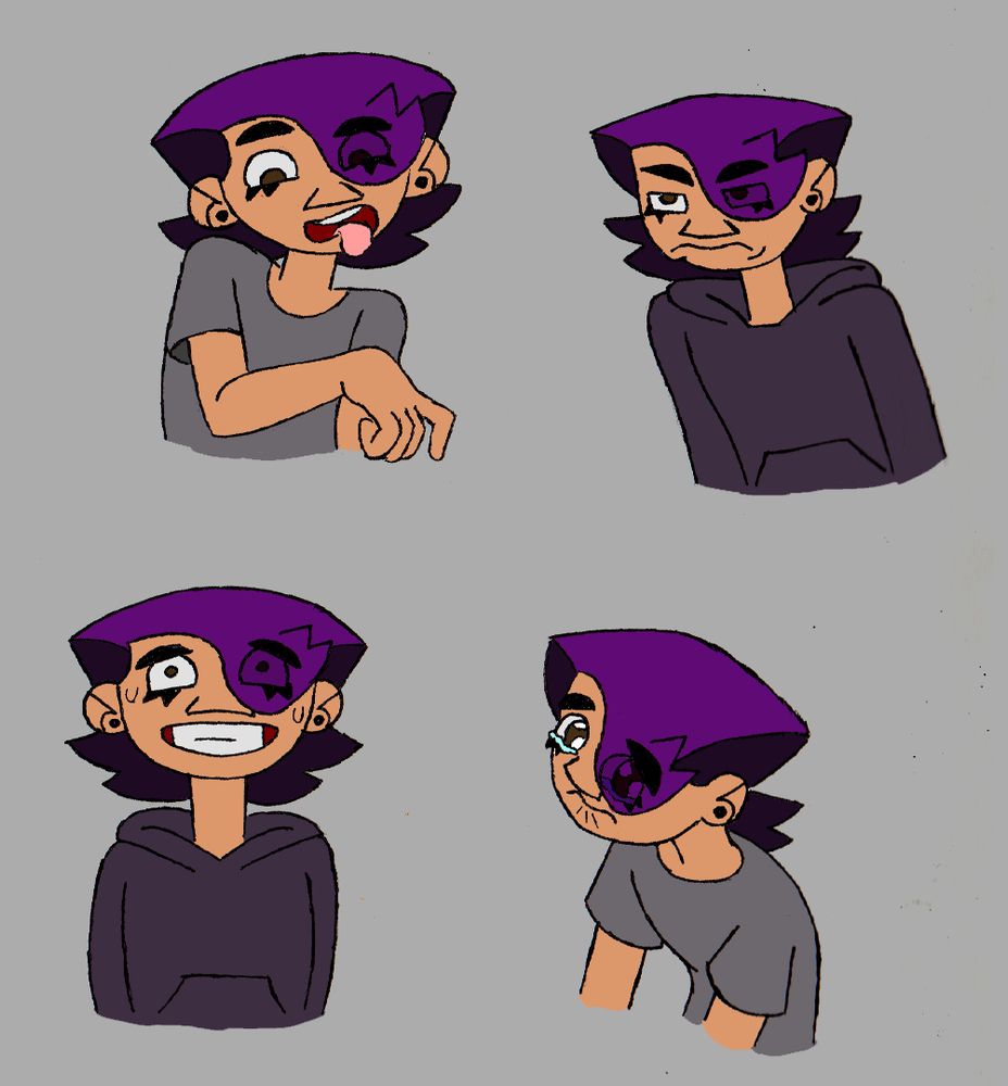 Character expression sheet for Cassiel Ignacio from Cosmos Cadets