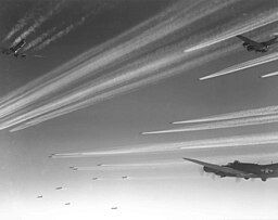 B-17s operating over Germany producing water condensates called contrails....