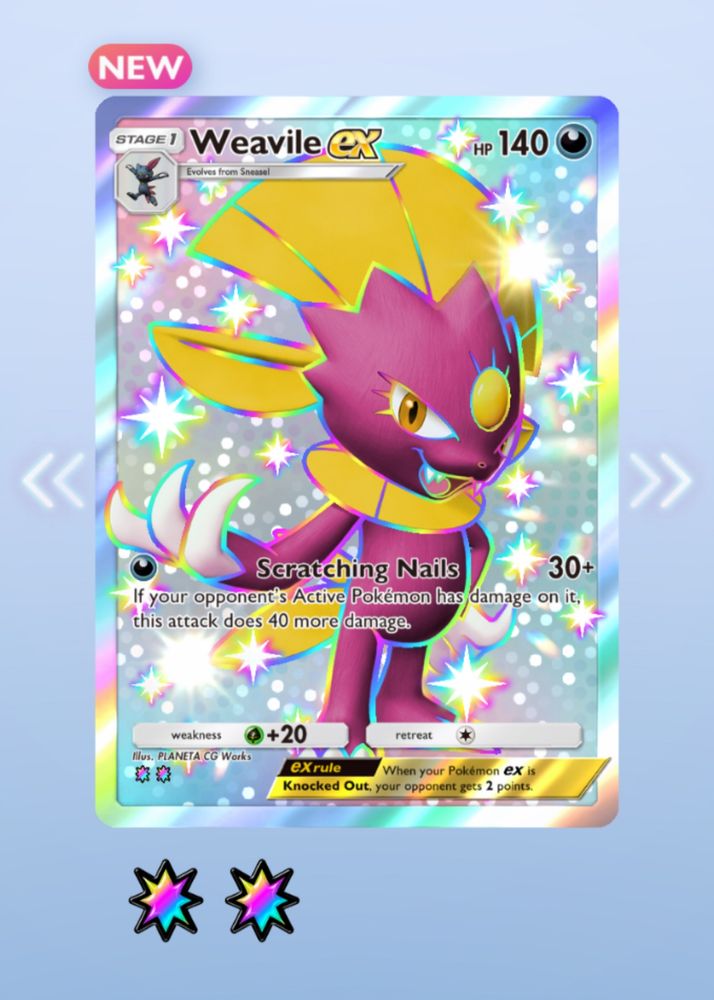 A Weavile card from the Pokemon TCG game