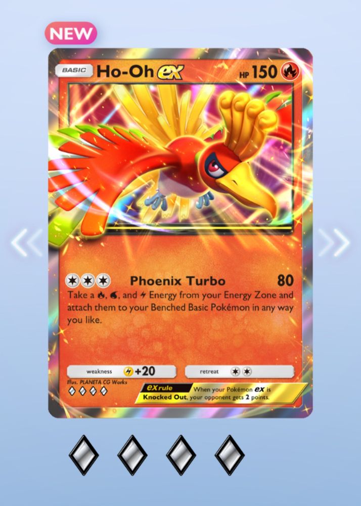 A Ho-Oh card from the Pokemon TCG game