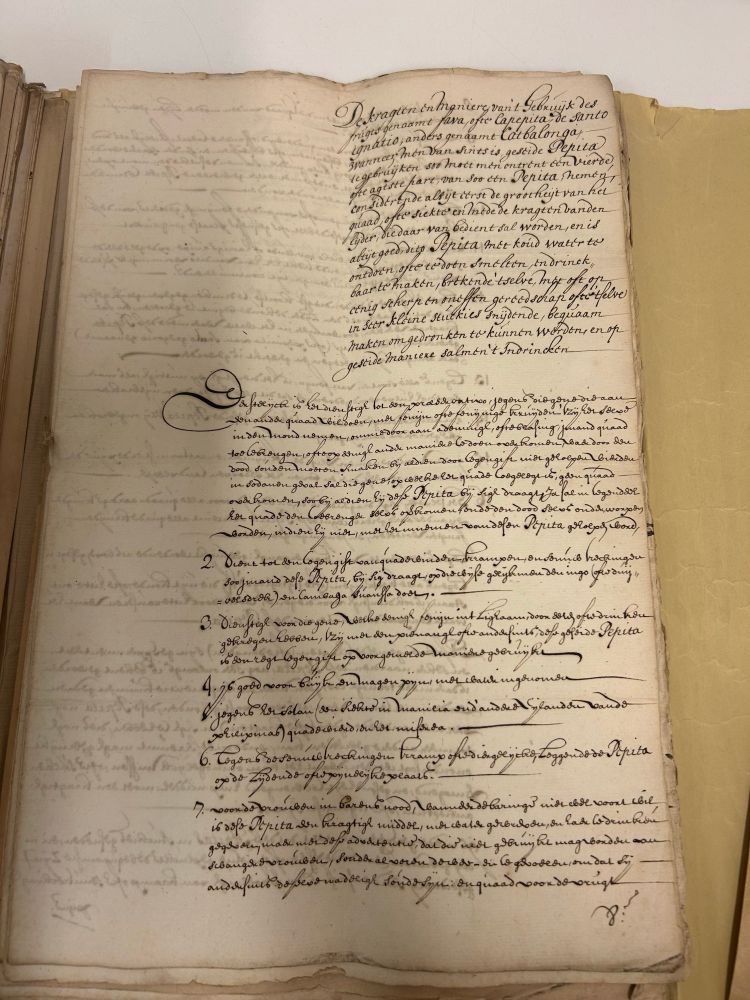 Foto van een 17e eeuws handschrift uit het VOC archief. 