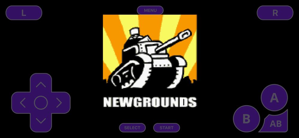 Downscaled Newgrounds logo from the GBA port of Alien Hominid, emulated on Delta (iOS)