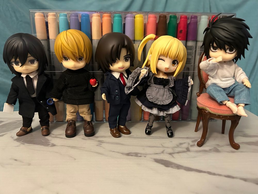 Mikami, Light, Matsuda, Misa, and L Nendoroid doll