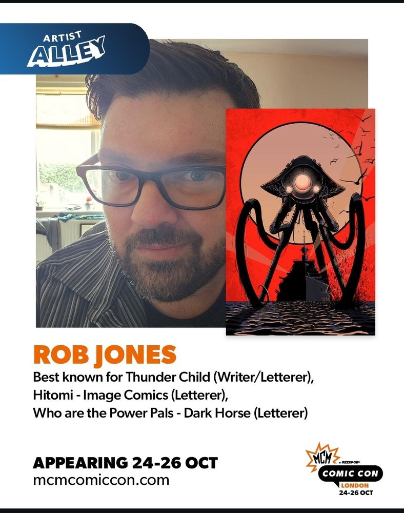 An image of my daft mug with the words ARTIST ALLEY and appearing 24-26 October at MCM London. 