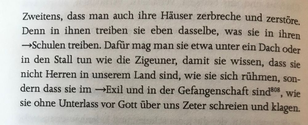Ein Foto eines Textausschnitts aus Martin Luthers „Von den Juden und ihren Lügen“ (1543)