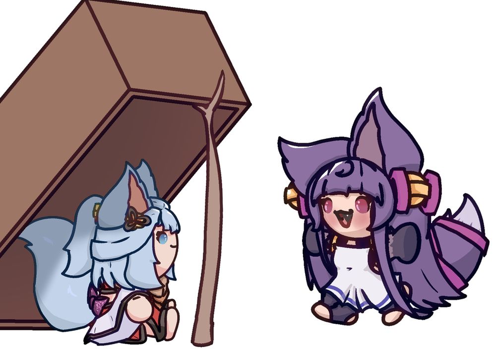 A small depiction of Yuel from Granblue Fantasy walking towards a sitting Societte below a very obvious trap