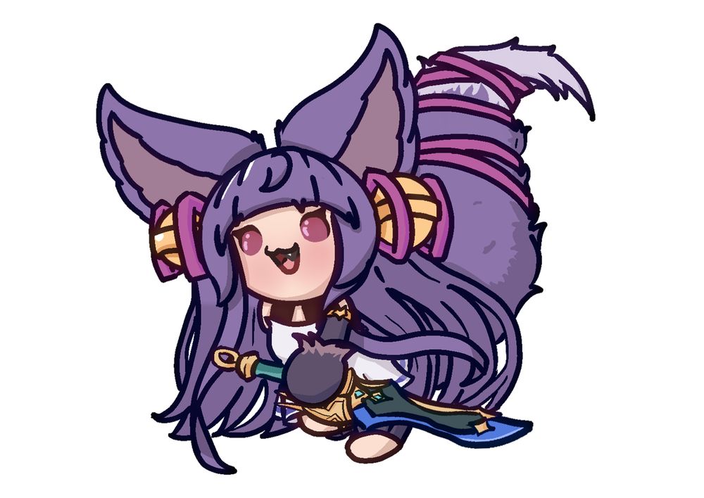 A small depiction of Yuel from Granblue Fantasy doing the pose she does in the Granblue Fantasy Versus Rising character select screen