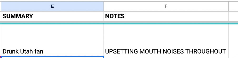 SUMMARY	NOTES
LOUD NOISES	