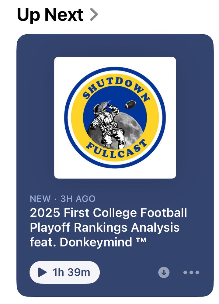 Up Next ›
SHUTDO IT
NEW • 3H AGO
2025 First College Football Playoff Rankings Analysis feat. Donkeymind T™
• 1h 39m
•
•