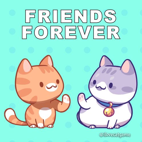 a poster with two cats and the words " friends forever "